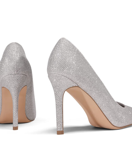 SIZE 41: DREAM PAIRS Women's Closed Toe High Heels Dress Pointed Toe Wedding Pump Shoes,Size 10,Silver/Glitter,Christian-New