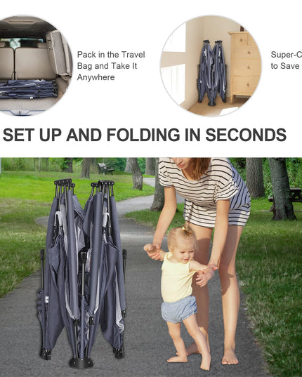 A ALFRESCOOL Baby Playpen, 47"x47"(15.5 sq. ft Space), Foldable Large Playpen for Babies and Toddlers, Indoor & Outdoor Baby Activity Center with Gate & Breathable Mesh, Anti-Fall Portable Play Pens