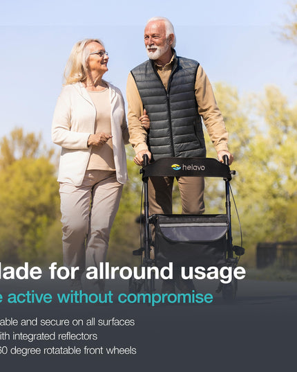 Helavo Foldable Premium Rollator - Lightweight Aluminium - Maximum Mobility in Home and Outdoor Use