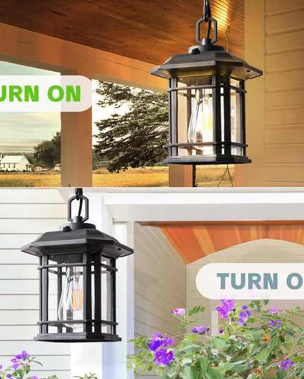 WJShome Outdoor Pendant Lights for Porch, with Dusk to Dawn Sensor