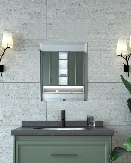 Mirrorons Beveled Mirror, Bathroom Mirrors for Wall 16" x 20", Frameless Rectangle Bathroom Mirror with Beveled Edge, Hangs Horizontally or Vertically, Tempered Glass Upgraded Packing