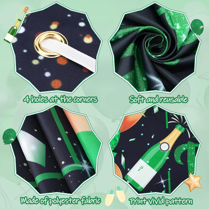 Green Black Gold Birthday Party Decoration Banner, Green Black Happy Birthday Backdrop Banner, Large Green Black Gold Birthday Banner Photography Background Party Decoration for Men Women Boys Girls
