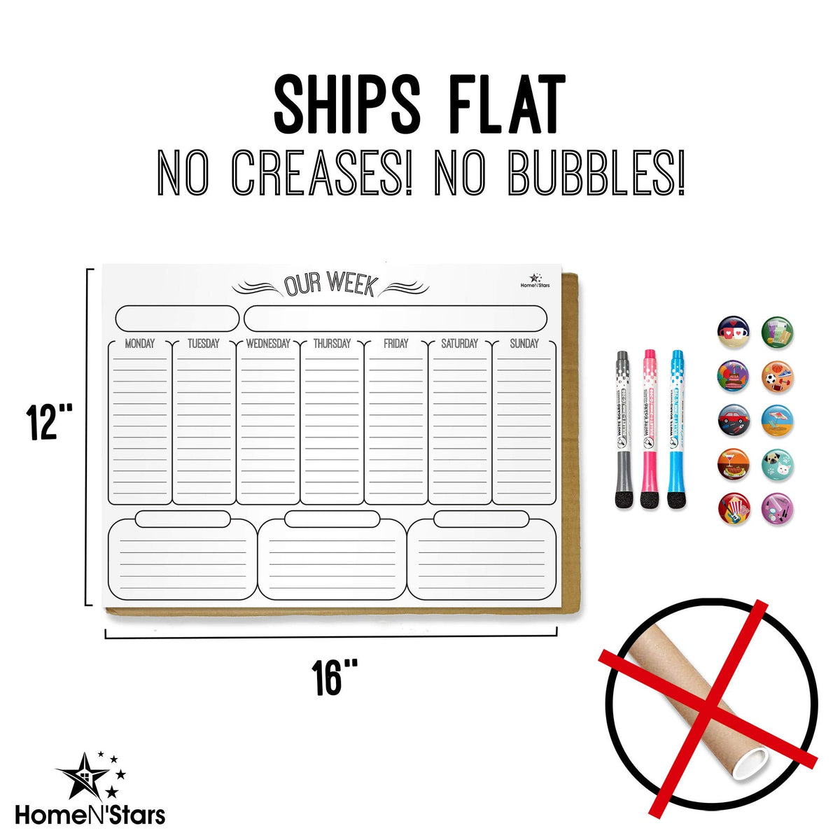 Home N'Stars Weekly White Board Dry Erase, Magnetic Weekly Planner For Fridge