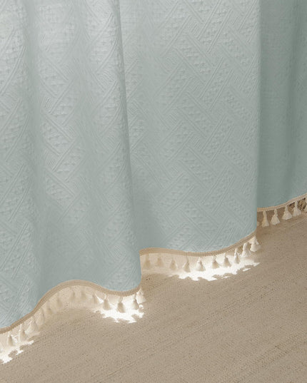 Joydeco Ice Blue Boho Curtains 275cm Curtains 264cm Inches Wide, Bohemian Farmhouse Curtains for Bedroom Living Room, Light Filtering Country Rustic Semi Sheer Curtains Rod Pocket