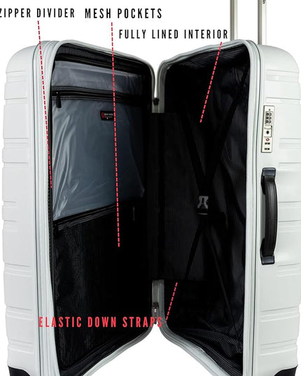 Pierre Cardin Wels UNBREAKABLE Luggage TSA Approved suitcase for travel (Set of 3, White)
