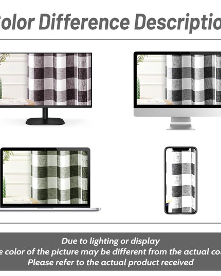 DriftAway Buffalo Plaid Check Curtains Woven Plaid Pattern Lined Blackout Thermal 2 Panels 127 x 213 cm (Black)