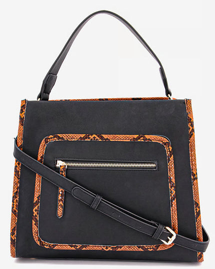 Women Snake Skin Lining Satchel Bag