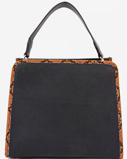 Women Snake Skin Lining Satchel Bag