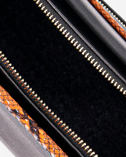 Women Snake Skin Lining Satchel Bag