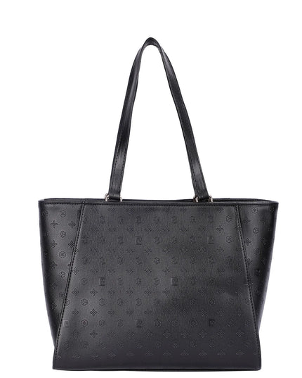 Pierre Cardin Women's Shoulder Bag with Gold Zip and Gold Logo in Black