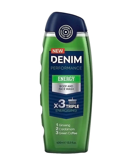 Denim Performance Energy Body & Face Wash 400ml shower gel