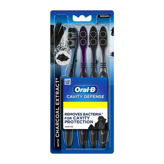 Oral-B Cavity Defense Toothbrush With Charcoal Extract, Medium, Cleans Deep, Removes Stain
