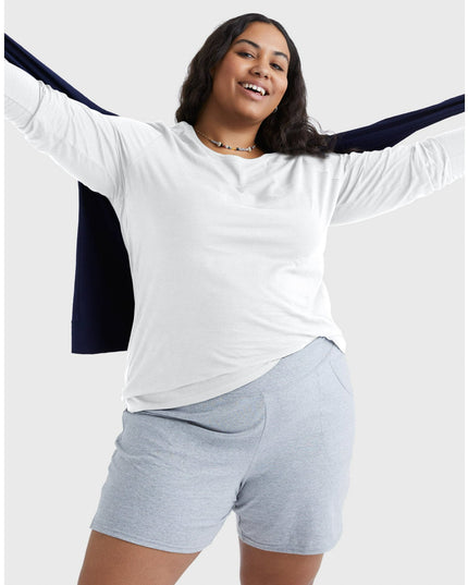 SIZE: 3XL - Hanes Women's and Women's Plus Cotton Crew Neck T-Shirt with Long Sleeves