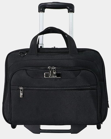 Pierre Cardin Rolling Laptop Bag Premium Wheeled Briefcase With ANTI THEFT TSA Lock Water-Resistant Pilot case, Roller Case Computer Bag UNISEX (PC85172-15TC (15.5 Inch - 2 Wheels)), black