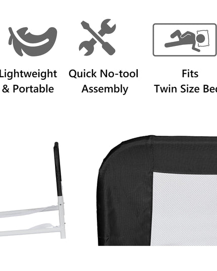 Dream On Me Lightweight Mesh Security Adjustable Bed Rail for Toddler(Black)