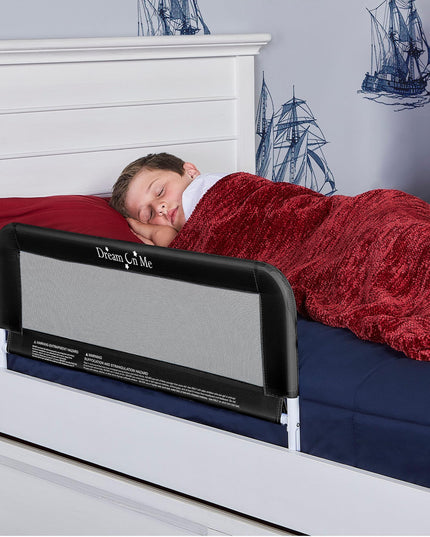 Dream On Me Lightweight Mesh Security Adjustable Bed Rail for Toddler(Black)