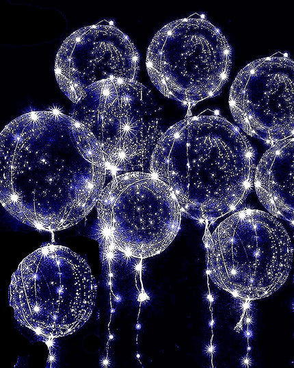 10 PACKS LED Bobo Balloons,Transparent LED Light Up Balloons,Helium Style Glow Bubble Balloons with String Lights for Party Birthday Wedding Festival Decorations (White)