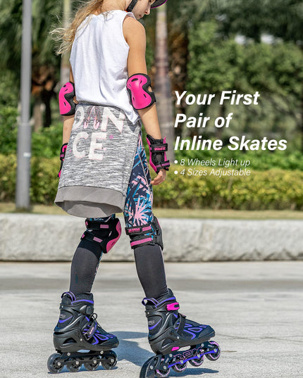Size: 42-44.5 - 2PM SPORTS Vinal Inline Skates for Women with Light Up Wheels Beginner Skates Fun Illuminating Outdoor Roller Skates for Kids and Adults Men - Vinal Extra Large