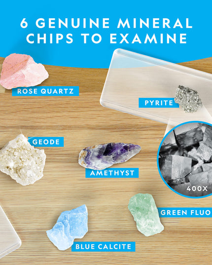 NATIONAL GEOGRAPHIC Microscope for Kids - Science Kit with an Easy-to-Use Kids Microscope, Up to 400x Zoom, Blank and Prepared Slides, Rock & Mineral Specimens, STEM Project Toy (Amazon Exclusive)