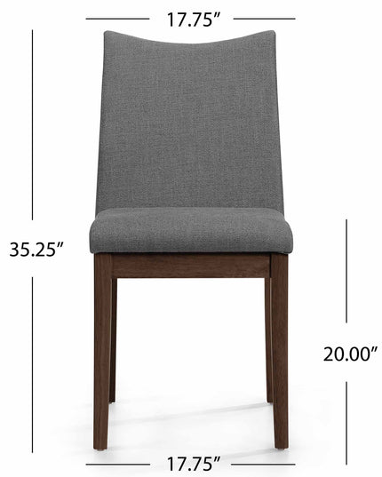 Christopher Knight Home Dimitri Fabric with Walnut Finish Dining Chairs, 2-Pcs Set, Dark Grey