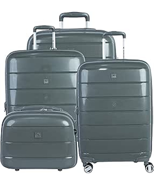 Sonada Luggage Unbreakable Material,4 Double Wheels, TSA Approved Lock (Set of 4, Dark Grey)
