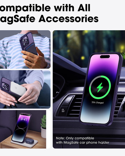 LOMILIO Magnetic for iPhone 14 Pro Max Case for MagSafe [No.1 Strong N52 Magnets] Translucent Matte [Military Grade Protection] for Women Girls Men iPhone 14 Pro Max Phone Case (6.7")-Deep Purple