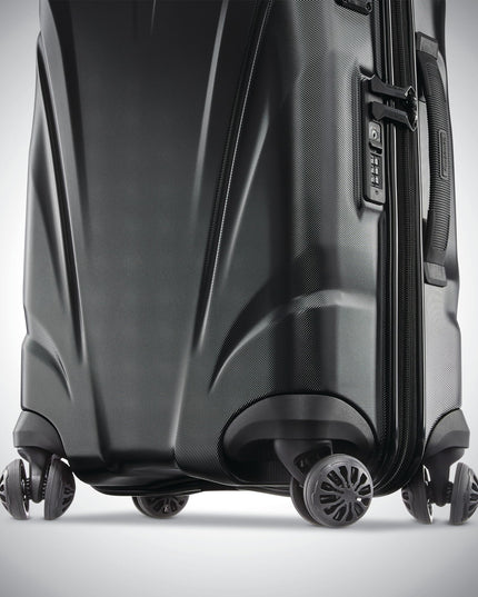 Samsonite Xcalibur XLT Spinner Hard Side Wheeled Carry On Travel Suitcase with USB Charging Port, Packing Cubes, and Adjustable Handle, Black