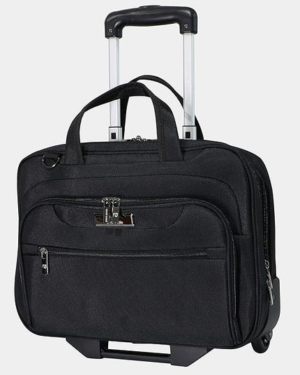 Pierre Cardin Rolling Laptop Bag Premium Wheeled Briefcase With ANTI THEFT TSA Lock Water-Resistant Pilot case, Roller Case Computer Bag UNISEX (PC85172-15TC (15.5 Inch - 2 Wheels)), black