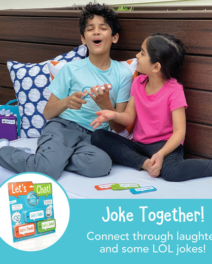 Open The Joy Let’s Chat 3–1 Conversation Starters Cards for Kids, Grab and Go Travel Card Games in Car, Airplanes, Talk, Think, Joke Cards - Ages 4+