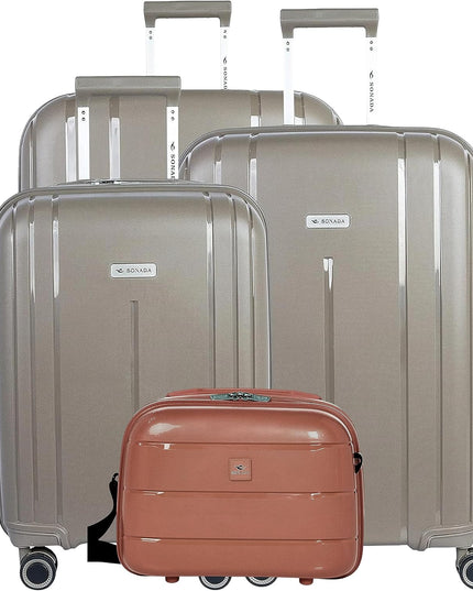 Sonada Unbreakable Luggage Unisex,Double Zipper,Expandable, TSA Lock With 4 Double Silent Wheels (Set of 4, Brown)
