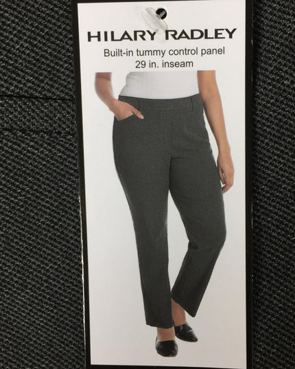 SIZE 29 S - Hilary Radley Women's Mid-Rise Tummy Control Pull On Pant (US, Alpha, , Regular, Regular, Black & Heather Gray Combo)