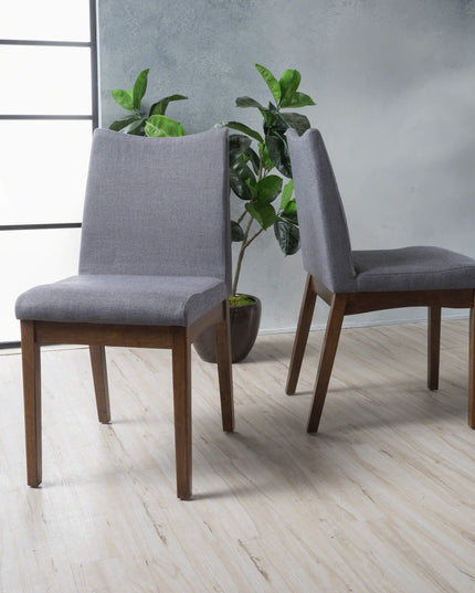 Christopher Knight Home Dimitri Fabric with Walnut Finish Dining Chairs, 2-Pcs Set, Dark Grey