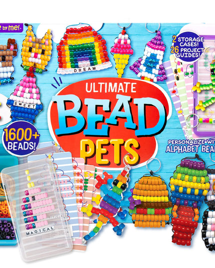 Made By Me Ultimate Bead Pets by Horizon Group USA, Bead Pets Crafts for Kids, Includes Over 1400 Beads, Cording, Keychains & Carabiner Clips, Design Templates, Storage Cases & More
