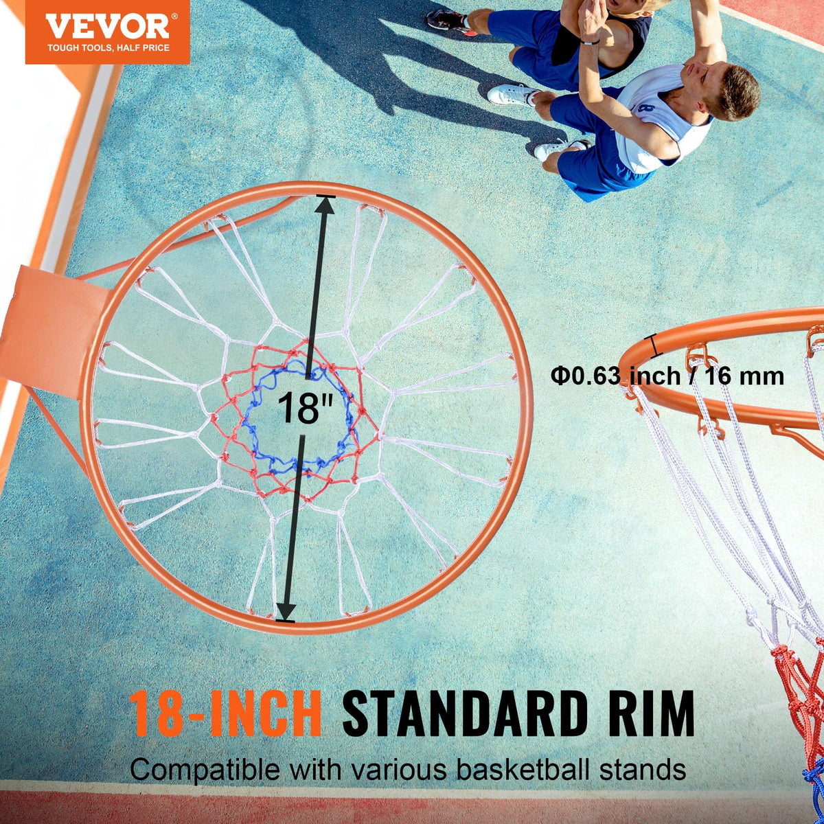 VEVOR 18-inch standard basketball rim top view