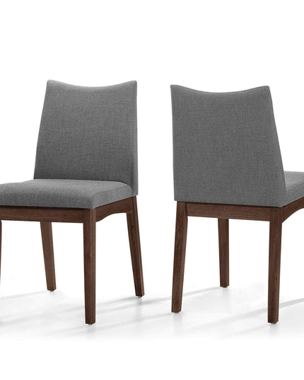 Christopher Knight Home Dimitri Fabric with Walnut Finish Dining Chairs, 2-Pcs Set, Dark Grey