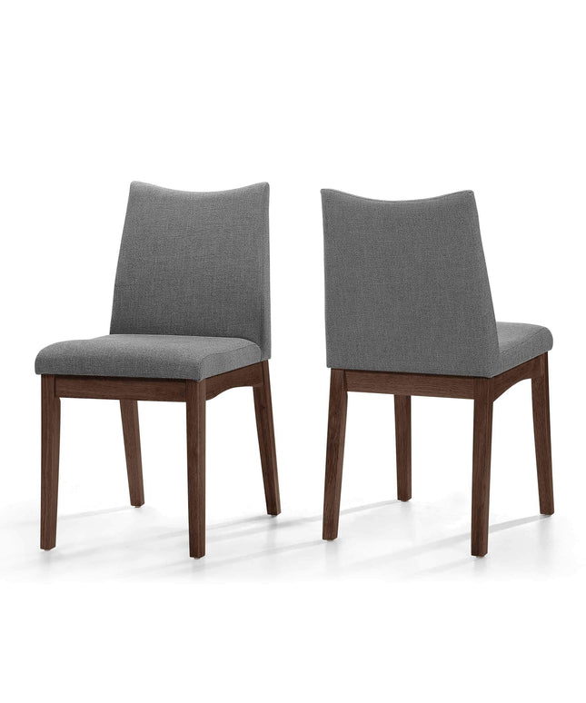Christopher Knight Home Dimitri Fabric with Walnut Finish Dining Chairs, 2-Pcs Set, Dark Grey