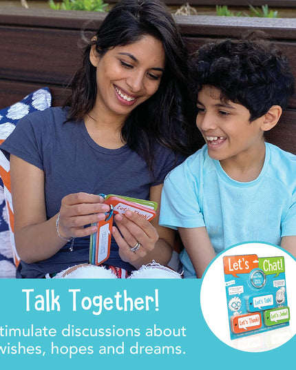 Open The Joy Let’s Chat 3–1 Conversation Starters Cards for Kids, Grab and Go Travel Card Games in Car, Airplanes, Talk, Think, Joke Cards - Ages 4+