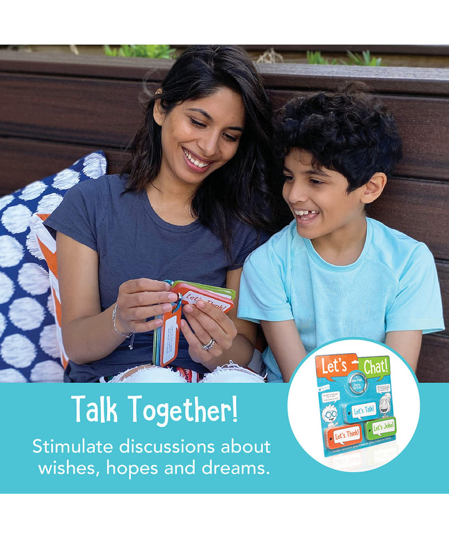 Open The Joy Let’s Chat 3–1 Conversation Starters Cards for Kids, Grab and Go Travel Card Games in Car, Airplanes, Talk, Think, Joke Cards - Ages 4+