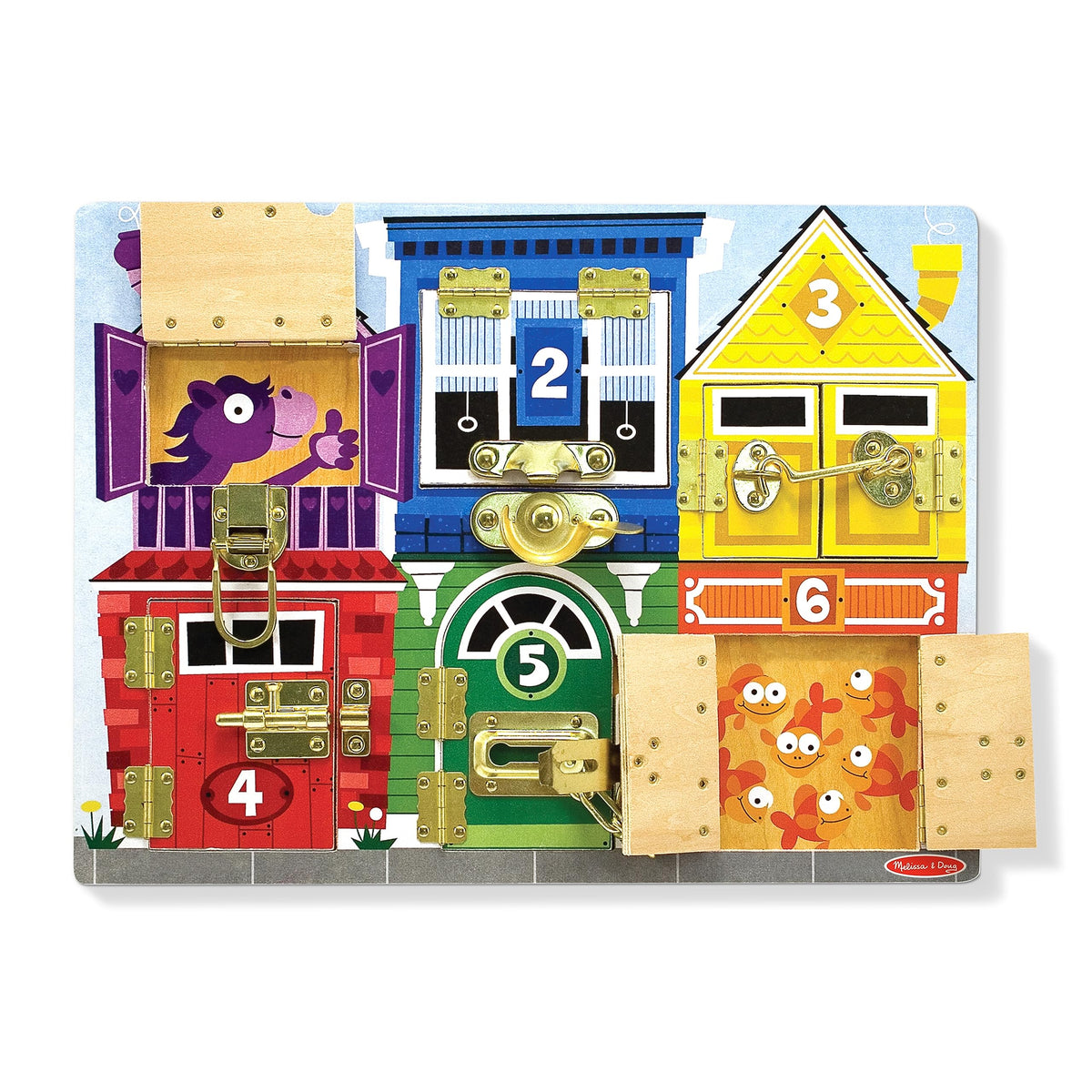 Melissa & Doug Latches Board Frustration-Free Packaging Skill Builders Toy (Open Box)