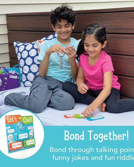 Open The Joy Let’s Chat 3–1 Conversation Starters Cards for Kids, Grab and Go Travel Card Games in Car, Airplanes, Talk, Think, Joke Cards - Ages 4+