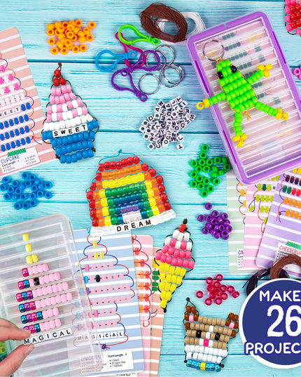 Made By Me Ultimate Bead Pets by Horizon Group USA, Bead Pets Crafts for Kids, Includes Over 1400 Beads, Cording, Keychains & Carabiner Clips, Design Templates, Storage Cases & More