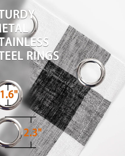 DriftAway Buffalo Plaid Check Curtains Woven Plaid Pattern Lined Blackout Thermal 2 Panels 127 x 213 cm (Black)