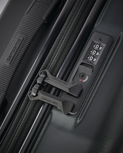 Samsonite Xcalibur XLT Spinner Hard Side Wheeled Carry On Travel Suitcase with USB Charging Port, Packing Cubes, and Adjustable Handle, Black