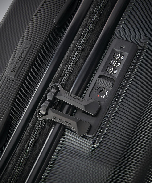 Samsonite Xcalibur XLT Spinner Hard Side Wheeled Carry On Travel Suitcase with USB Charging Port, Packing Cubes, and Adjustable Handle, Black