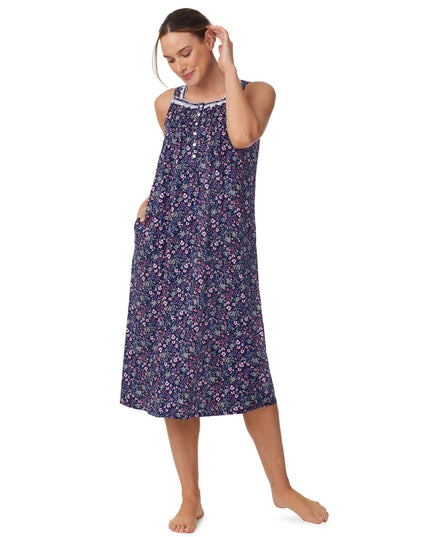 SIZE: 2XL(18W-20W) - Aria Women's Sleeveless Long 100% Cotton Nightgown in 46"