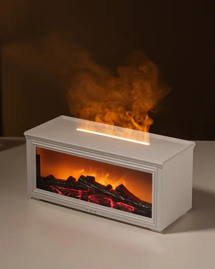 Flame Fireplace Aromatherapy Diffuser LED Night Light COLOR White