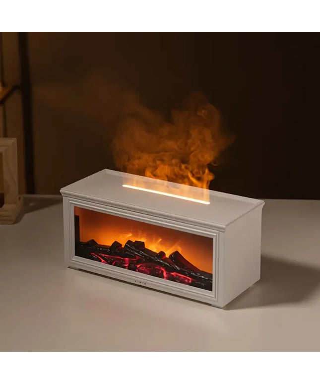 Flame Fireplace Aromatherapy Diffuser LED Night Light COLOR White