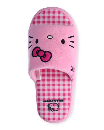 SIZE: 40 - Hello Kitty Women’s Embroidered Velour Slide Slippers