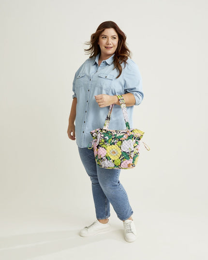 Vera Bradley Women's Recycled Cotton Glenna Satchel Rosa Floral