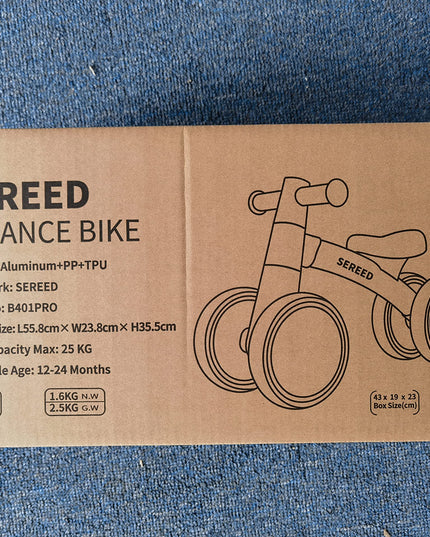 SEREED Children's Balance Bike from 1 Year, Balance Bike Toy for 12-36 Months Baby, First Bicycle without Pedal with 4 Wheels for Boys and Girls, Toddlers, First Birthday Gift